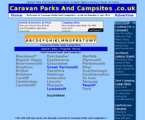 caravansites.net: Caravan Parks And Campsites in England, Scotland camping  Wales camping N. Ireland, UK
Find Caravan Parks And Campsites in England, Scotland, Wales, N. Ireland, UK. We offer advertising to businesses which provide Caravan Parks And Campsites.