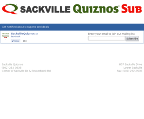 quiznosatlantic.com: Get a $25 Sackville Quiznos Toasty Bucks voucher for only $10.
For only $10 get a $25 Sackville Quiznos Toasty Bucks voucher sent to your email inbox.