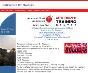 advanced-cardiac-life-support-houston.info: Instruction instructor ACLS PALS CPR BLS Heartsaver EKG HOUSTON TEXAS TX
Instruction By Masters, offers low stress CPR, BLS, ACLS, PALS; ECG training. Classes held weekly in Houston and south Texas