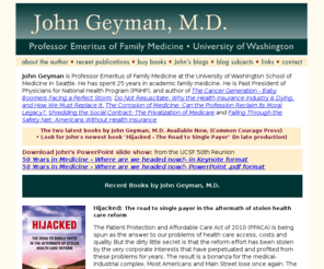 johngeymanmd.org: John Geyman, M.D. - Professor Emeritus of Family Medicine, University of Washington
