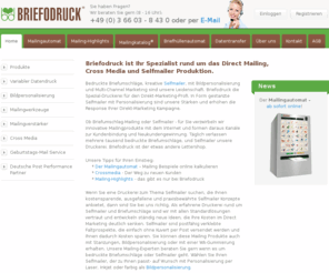 mailingfabrik.com: BRIEFODRUCK - Die Mailing-Fabrik! Selfmailer Briefumschlag Lettershop Directmail - Startseite
Mailingideen finden Sie bei Briefodruck!