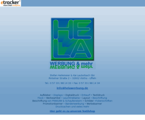 werbegigant.com: HELA Werbung & mehr
HeLa - Werbung und mehr! Stefan Heilemeier, Kai Lauterbach - Ihr leistungsstarker Partner für gute Werbung.