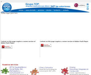 grupotop.com: GRUPO TOP
Grupo Top está constituida por seis unidades de negocio: BTTW Social Media, Crea y Comunica, Gein, KLAR, TOP Golf y TOP Life.