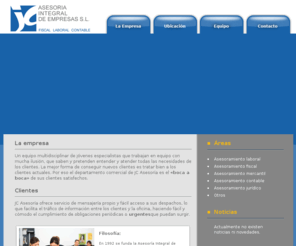 jcasesoria.com: JC - Asesoria Integral de Empresas
JC Asesoria Integral de Empresas S.L. Asesoramiento laboral, Asesoramiento fiscal, Asesoramiento mercantil, Asesoramiento contable, Asesoramiento jurídico. Asesoramiento y gestión de toda clase de seguros necesarios para el buen funcionamiento de las empresas. Seguros obligatorios por Convenios. Asesoria en FOIOS - Valencia
Tel. 961499415 - Fax 961495771