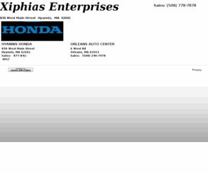 capecodhonda.com: Xiphias Enterprises | New Honda dealership in Hyannis, MA 02601
Hyannis, MA New, Xiphias Enterprises sells and services Honda vehicles in the greater Hyannis