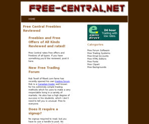 free-central.net: Free Central Freebies and free offers Reviewed
Free Offers, Freebies and Free Stuff of all types Reviewed