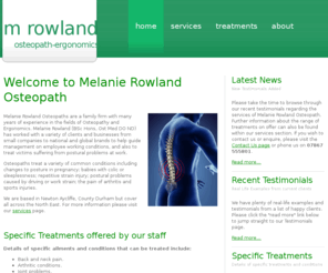 osteopath-ergonomics.com: Melanie Rowland Osteopath-Ergonomics
Melanie Rowland is a qualified osteopath based in the north east of England, specialising in Ergonomics and treatments to back and neck joint pain