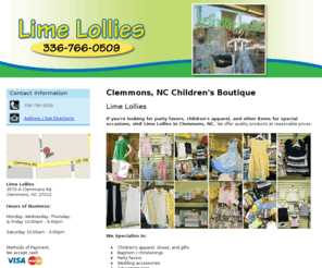 limelollies.net: Children's Boutique Clemmons NC ( North Carolina ) - Lime Lollies
Lime Lollies of Clemmons, NC is your source for children's apparel, items for special occasions, and much more. Call 336-766-0509.