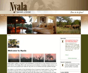 nyalasafarilodge.co.za: Nyala Safari Lodge: Private Big 5 Game Lodge, Family Safari Lodge
Time stops at Nyala Family Safari Lodge! This private big 5 game lodge situated near Hoedspruit in Limpopo offers a safari experience with a difference.