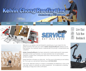 scarboroughpainter.com: Kelvin Chong Roofing Inc - Roofers Scarborough
Kelvin Chong Roofing Inc has been serving the Scarborough area for many years and wants to earn your business. Our loyal customers love our personalized treatment; it keeps them coming back each time a new issue arises. Our customers are like our family.