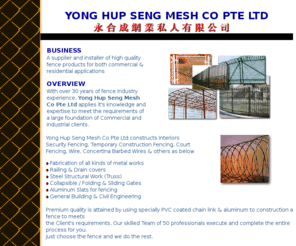 yonghupseng.com: Yong Hup Seng, security fencing, construction fencing, court fencing
Supplier and installer of security fencing,  construction fencing, court fencing, concertina barbed wires.