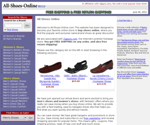 all-shoes-online.com: All Shoes Online
Visit All-Shoes-Online.com and $$$ Save! FREE SHIPPING and free returns! In association with Zappos.com.