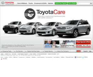 toyotaassist.org: Toyota Cars, Trucks, SUVs & Accessories
Official Site of Toyota Motor Sales - Cars, Trucks, SUVs, Hybrids, Accessories & Motorsports.