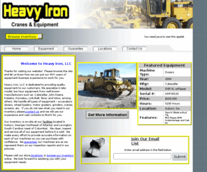 heavyironsales.com: Heavy Iron Sales--Quality Used Cranes and Construction Equipment
Heavy Iron is a used equipment company in South Carolina and Georgia that specializes in cranes, used construction equipment, and superior product support. With locations in Lexington, SC,and Atlanta, GA, Heavy Iron can supply quality used equipment to meet your needs.