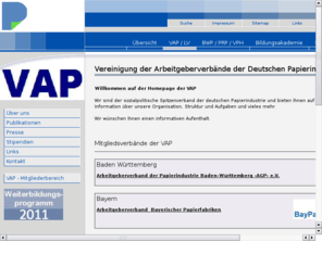 vap-papier.de: VAP - Vereinigung der Arbeitgeberverbnde der Deutschen Papierindustrie e.V.
VAP  - Vereinigung der Arbeitgeberverbnde der Deutschen Papierindustrie e.V.