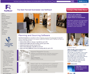 fastreact.com: Apparel Software, Garment Supply Chain/Critical Path Management, Production Planning - FastReact
Fast React Systems are specialist providers of Planning, Sourcing and Critical Path Management solutions specifically developed for the Apparel, Textiles and Footwear sectors. 