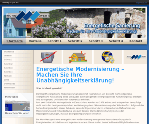 renovierungsforum.info: Willkommen auf der Startseite
Bei WohnWert geht einer energetischen Modernisierung eine genaue Hausuntersuchung durch Energieberater, Architekten und Ingenieure voraus. Diese stellen darauf aufbauend Möglichkeiten einer umfassenden Modernisierung zusammen und berechnen im voraus die zukünftigen Eckdaten des Gebäudes, wie beispielsweise Wärmedämmwerte und Energie-Bedarfswerte.