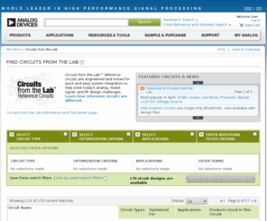 verifiedcircuits.com: Circuits from the Lab | Analog Devices
Circuits from the Lab reference circuits are engineered and tested for quick and easy system integration to help solve today's analog, mixed-signal, and RF design challenges.

Learn how reference circuits are different.

