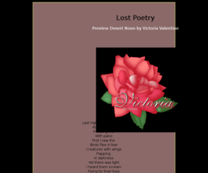 lostpoetry.com: Lost Poetry
Victoria Rose Valentine Poetry Skyline Magazine Water Forest Press 