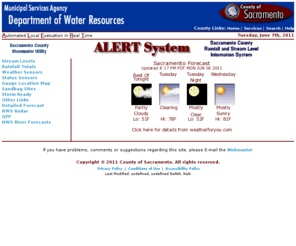 sacflood.org: Sacramento County Rainfall and Stream Level Information System
The primary focus of Flood Monitoring and Hydrologic Data Collection System is to provide local stream and weather information during storm events, and provide historic stream and rainfall data upon request.