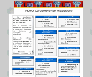 laconferencehippocrate.org: La Conférence Hippocrate : ECN (Epreuves Classantes Nationales)
Une structure accueillante et instructive: la Conférence Hippocrate a  été créée pour aider les étudiants en médecine dans leur préparation aux épreuves classantes nationales (ECN)