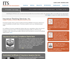 itserms.org: Certificate of Insurance Tracking & Issuance Services
Certificate of Insurance Tracking & Management - ITS provides third-party certificate of insurance tracking and issuance services.