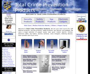 totalcrimepreventionproducts.com: Total Crime Prevention Products - Security & Self Defense Products - Pepper Spray, Stun Guns
Welcome to Total Crime Prevention Products. We are your best source for security products including alarms, stun guns, pepper spray and much more.