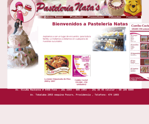 natas.cl: Tortas de novios :: Coctel ::PASTELERIA NATAS::Tortas Cumpleaños:: Las mejores Empanadas de Pino
Pasteleria , tortas, salon de te , coctel,tortas infantiles ,tortas de cumpleaños, tortas de novio, combo canape , empanadas , mejor empanada de pino. 