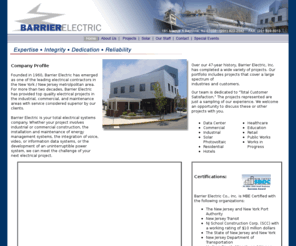 barrierelectric.com: Barrier Electric Co., Inc. Electrical Contractors
Commercial industrial and municipal design, renovation and maintenance with integrity, dedication and reliability serving the New Jersey New York metropolitan area