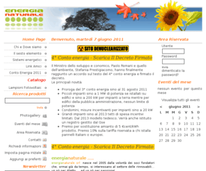 energianaturale.biz: Energia Naturale
Commercio e istallazione, impianti e sistemi per lo sfruttamento delle energie rinnovabili. Pannelli solari termici e fotovoltaici, sonde geotermiche, generatori eolici, miniturbine idroelettriche, Saint Gobain, Solar Pro Partner, Sunlap, Sunstyle, eclipse, E18, E19, Sunpower, Istarsolar, Rec solar, Is4000p, Sma, Tripower, Ariston, Citrin Solar, Nuos, sito denuclearizzato, en