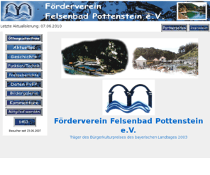 felsenbad.com: FÃ¶rderverein Felsenbad Pottenstein e.V.
Homepage des FÃ¶rdervereins Felsenbad Pottenstein e.V.