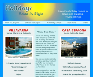 holidayhomelet.com: HolidayHomeLet - rental homes in Varna, Bulgaria and Costa Oriheula, Spain
HolidayHomeLet - rental homes in Varna, Bulgaria and Costa Oriheula, Spain