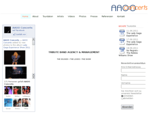 aaoo-concerts.de: Willkommen bei AAOO Concerts The Tribute Band Agency
AAOO Concerts Tribute Band Agentur   Management> 

  <meta name=