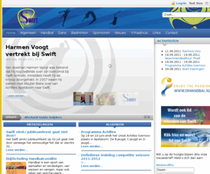 ahvswift.nl: Home - Arnhemse Handbal Vereniging Swift
Handbalvereniging Swift uit Arnhem is opgericht in 1946 en speelt op landelijk niveau met als thuisbasis sporthal Elderveld. Behalve handbal is er ook jazzdans en badminton.