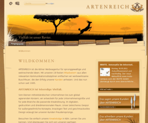 artenreich.info: ARTENREICH Werbeagentur Köln - Print - Direktmarketing - Webdesign - Corporate Identity
ARTENREICH Werbeagentur Köln, die Kölner Werbeagentur für sprunggewaltige und weitreichende Ideen. Besuchen Sie unsere Kreativlodge in Köln und überzeugen Sie sich von unseren wertigen Kommunikationslösungen.