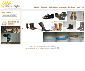 mavenimpex.com: Maven Impex Pvt. Ltd - Leather Manufacturer India, Leather Supplier India, Leather Fashion Accessories, Handbags Manufacturer India
Maven Impex is the leading leather manufacturer of Leather and provide leather footwear supplier India, handicrafts in India, fashion accessories India, leather manufacturer India, fashion Accessories wholesale, leather wholesaler, footwear in India, range of footwear, leather footwear manufacturer, women footwear supplier, women' accessories supplier, Designer Handbags India, Handbags Manufacturer India and more