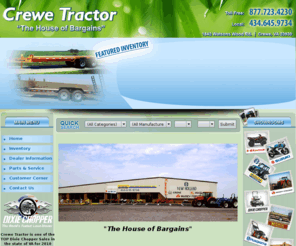 crewetractor.com: Crewe Tractor
Crewe Tractor and Equipment, Crewe, Virginia, VA, New Holland, Massey Ferguson, Agco, Dixie Chopper, Suzuki, Kawasaki, Krone, Woods Equipment, Rhino, Pequea, Hudson Bros. and  Homesteader Trailer.