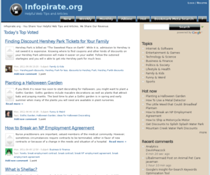 infopirate.org: Infopirate.org | Helpful Web Tips and Articles
You Share Your Helpful Web Tips and Articles, We Share Our Revenue. Try it!