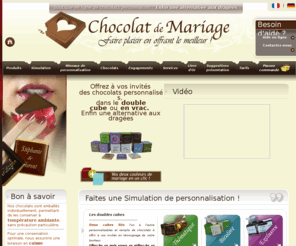 mariageetchocolat.com: Chocolat de Mariage – Cadeaux Invités Personnalisés pour Mariage
 Chocolats personnalisés pour mariage. Des cadeaux aux invités pur beurre de cacao originaux et gourmands. L’alternative aux dragées! Vente par correspondance 