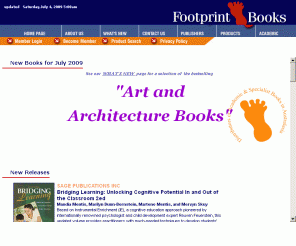 footprint.com.au: Footprint Books
Footprint Books is a distributor of Academic and Specialist books on the following subject areas: NLP Sociology Qualitative Research Psychology Education Welfare Criminology Politics Psychoanalysis Self Help Hypnosis Ericksonian Scotland Business Communications Counselling Anthropology Cultural  Linguistics Philosophy Psychotherapy History Careers Media Tourism Management Violence Gender Travel Film Statistics Parenting.