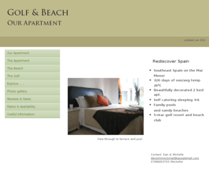 thegolfthebeach.com: Golf & Beach apartment in Mar Menor, Spain - Our Apartment
A fresh look at Spain. Weather for the Mar Menor. Golf apartment rental details.