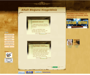 altalt.biz: Altalt Blog
A personel blog page consists of my interests and enjoyments ...
Hoşlandığım şeyleri ve ilgi alanlarımı içeren blog sayfam ...