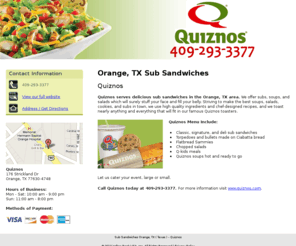 quiznosorange.com: Sub Sandwiches Orange, TX ( Texas ) - Quiznos
Quiznos serves delicious sub sandwiches in the Orange, TX area. We also cater large or small events. Call 409-293-3377 today.