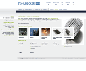 stahlbecker.com: Stahl Becker GmbH
Stahl Becker steht für hochwertigen Federstahl, Federbandstahl, Federflachstahl, Federstahldraht und produktbezogene Dienstleistungen.