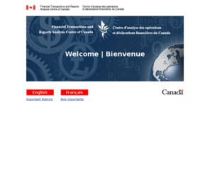 canafe.net: FINTRAC - Financial Transactions Reports Analysis Centre of Canada - Money Laundering - Terrorist financing / CANAFE - Centre d'analyse des opérations et déclarations financières du Canada - blanchiment d'argent - financement d'activités terroristes
CANAFE - Centre d'analyse des opérations et déclarations financières du Canada - blanchiment d'argent - financement d'activités terroristes