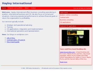 hayleyinternational.com: Hayley International Inc.
Business consulting specializing in aviation, CIS, international business and turnaround situations.  Hayley International Inc.