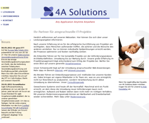 4a-solutions.com: 4A Solutions GmbH - Softwareentwicklung München
Entwicklung von Internet- und Intranet-Applikationen hoechster Qualitaet in München. Schwerpunkt auf Loesungen basierend auf Java/JEE.