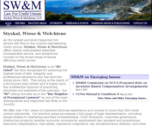 styskalwiesemelchione.com: Law For Credit Unions - Styskal, Wiese and Melchione, LLP - Attorneys at Law in Glendale Los Angeles California
Full Service Law Firm Representing Credit Unions. As counsel for over 350 credit unions across the United States, Styskal, Wiese & Melchione, LLP offers clients comprehensive and effective legal services for every facet of their business.