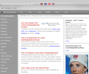 xn--trykkblgebehandling-07b.net: Radial Trykkbølgebehandling (Radial Shockwave Therapy, rESWT) - Ergomove AS - www.trykkbølgebehandling.no
Trykkbølgebehandling, godt dokumentert fysikalsk medisinsk metode for kroniske muskel og skjelett lidelser og idrettsskader.