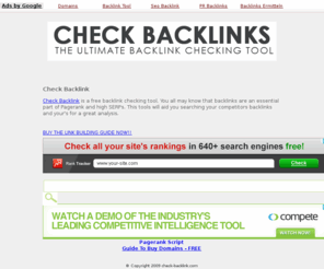 check-backlink.com: Check-Backlink.com - Website Backlink Checker
Find the pagerank of the backlinks to your website.